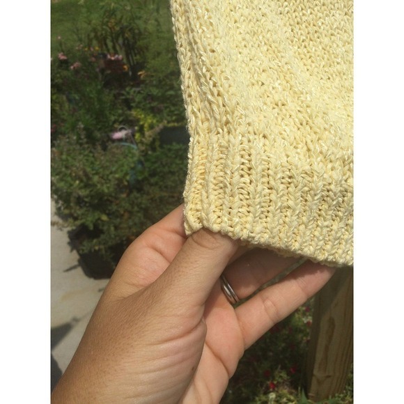 Chico’s womens knit short sleeve top open yellow roll tab size 1 coastal beachy - Picture 7 of 9